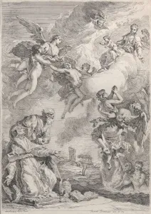 Ricci Sebastiano Prints: Pope Saint Gregory I Frees the Souls from Purgatory with His Prayers, 1731