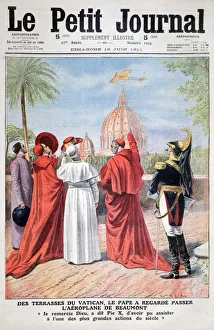 Beaumont Prints: The Pope viewing the plane of Andre Beaumont over Rome, 1911
