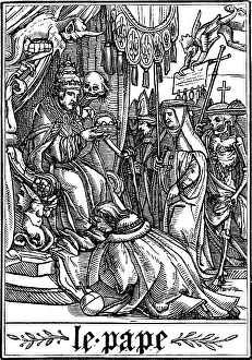 The Pope visited by Death, 1538. Artist: Hans Holbein the Younger