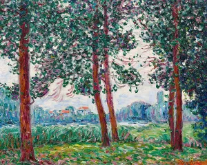 Dadaism Prints: The poplars, Grez-sur-Loing, grey weather