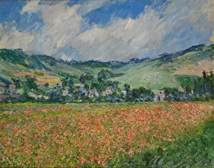 Meadow Gallery: Poppy field at Giverny, 1885. Creator: Monet, Claude (1840-1926)