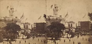 Edward Anthony Gallery: The Populace Begin to Gather in Front of the City Hall, 1860. Creator: Edward Anthony