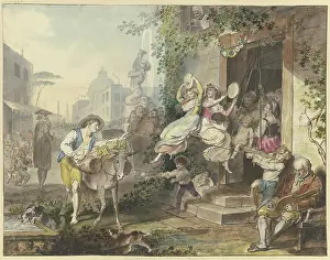 Doors Prints: Popular amusements in Rome, 1797. Creator: Johann Heinrich Ramberg
