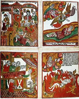 Large Group Of People Prints: Popular Russian religious print, 19th century