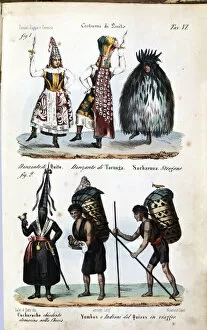 Images Dated 3rd July 2013: Popular Types of Quito, color engraving