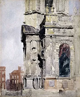 Cox David Prints: Porch of St Philip's Cathedral, Birmingham, 1836. Creator: David Cox the Elder
