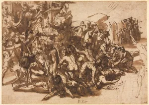 And Brush And Brown Wash Prints: Poros Assailed by the Macedonian Army (recto)