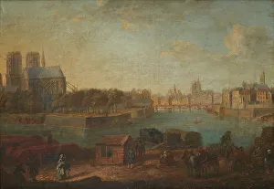 Port au Foin and the eastern end of Ile de la Cite, c1760. Creator: Hyacinthe de La Pegna