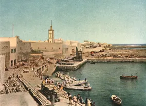 Minarets Prints: Port de Casablanca; Afrique du nord, 1914. Creator: Jules Gervais-Courtellemont