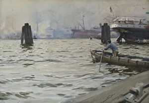 Zorn Anders Prints: The Port of Hamburg, 1891. Creator: Anders Leonard Zorn