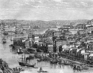 The port of Lisbon, Portugal, 19th century. Artist: Catenacci The port of Lisbon, Portugal, 19th century. Artist: Catenacci