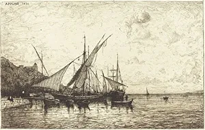 Etchings Prints: The Port of Monaco, 1873. Creator: Adolphe Appian
