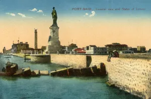 Port-Said - General view and Statue of Lesseps, c1918-c1939. Creator: Unknown Port-Said - General view and Statue of Lesseps, c1918-c1939. Creator: Unknown