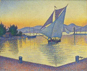 Sea Landscape Gallery: The Port at sunset, Opus 236 (Saint-Tropez), 1892. Creator: Signac, Paul (1863-1935)