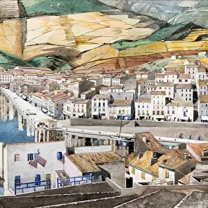 Arial View Collection: Port Vendres, La Ville, c1925. Artist: Charles Rennie Mackintosh