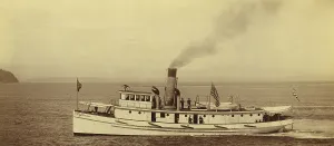 Alfred Lee Broadbent Prints: Port side view of small American ship, 1894 or 1895. Creator: Alfred Lee Broadbent