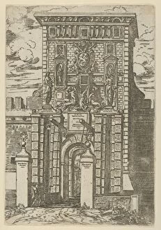 Ippolito Aldobrandini Gallery: The Porta Galliera, the entrance gate to Bologna and drawbridge with temporary