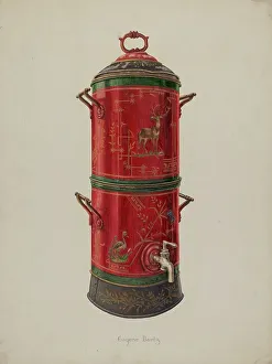 Faucet Prints: Portable Crock Filter, c. 1938. Creator: Eugene Bartz