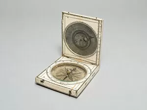 Ivory Collection: Portable Diptych with Compass, Sundial, and Perpetual Calendar, France, 1660 / 80