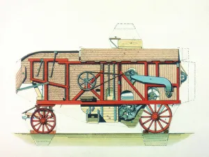 Mobile Prints: Portable threshing machine, c1910