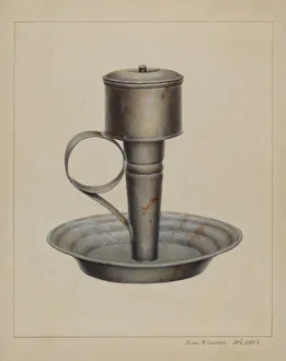 Portable Prints: Portable Whale Oil Lamp, c. 1938. Creator: James M. Lawson