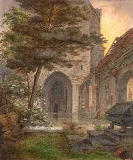 Churchyard Gallery: A Portal of a Church, first half 19th century. Creator: Ernst Ferdinand Oehme