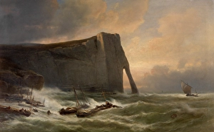 Natural Arch Prints: Porte d'Aval in Etretat, 1876. Creator: Jacob Jacobs