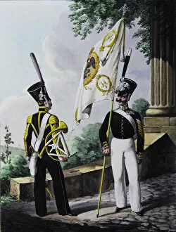 Military Service Gallery: Porte-epee-Praporshchik and Hornist of the Guards Garrison Battalion, 1829