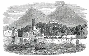 Vesuvius Prints: Portici - the Recent Residence of the Pope, sketched from the Sea, 1850. Creator: Unknown