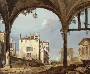Canal Giovanni Antonio Collection: Portico with a Lantern, 1741 / 45. Creator: Unknown