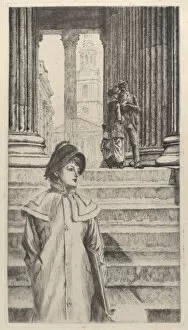 The Portico of the National Gallery, London, 1878. Creator: James Tissot