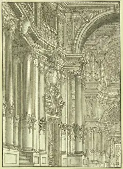 Cartouche Prints: Portico, a portal to the left, 18th century. Creator: Unknown