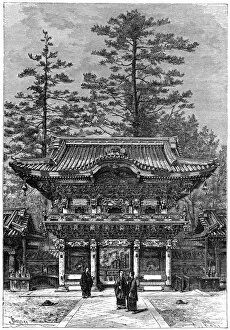 Portico of the Temple of the Four Dragons (Nikko Toshogu), Nikko, Japan, 1895.Artist: Armand Kohl