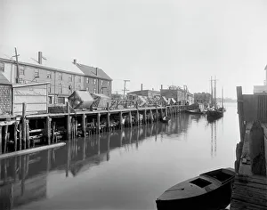 Wharves Prints: Portland, Me. drying fishermen's nets, between 1900 and 1920. Creator: Unknown