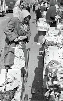 Elderly Woman Prints: Portobello Market, London, c1955. Creator: Arthur Charles Kirby Ware