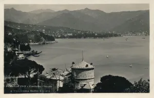 Liguria Prints: Portofino - Castello Braun e Panorama Golfo Tigulio, c1900