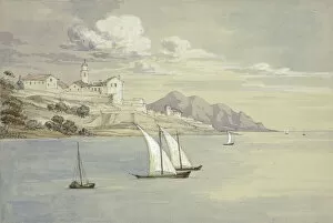 Distant Collection: Portofino from the Sea, Genoa, October 1841. Creator: Elizabeth Murray