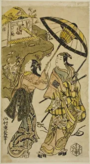 The Portrait of Actors at the Ogura Cottage, 18th century. Creator: Nishimura Shigenaga