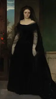 Czech Prints: Portrait of the Actress Fanny Janauschek, 1861. Creator: Arnold Bocklin