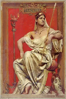 Red Background Prints: Portrait of Adeline Dudlay (1858-1934)