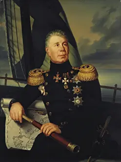 Telescope Prints: Portrait of Admiral Krusenshtern, 1850. Creator: Unknown