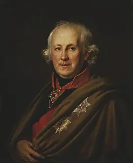 Black Background Prints: Portrait of Admiral Nikolay Mordvinov, 1810s. Creator: Unknown