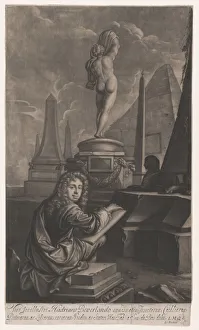 Second State Of Three Prints: Portrait of Adrian Beverland Drawing a Statue of Callipygian Venus