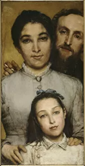 Pre Raphaelite Paintings Gallery: Portrait of Aime-Jules Dalou, His Wife and Daughter, 1876