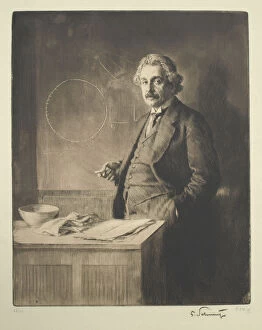 Albert Einstein Gallery: Portrait of Albert Einstein (1879-1955), 1921. Artist: Schmutzer, Ferdinand (1870-1928)
