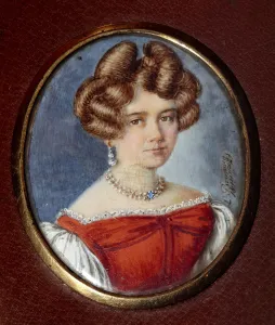 Gouache On Horn Prints: Portrait of Alexandra Andreyevna Tchaikovsky (1813-1854), nee d Assier, 1829