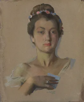 Portrait of Alexandra Levchenko, 1934. Artist: Somov, Konstantin Andreyevich (1869-1939) Portrait of Alexandra Levchenko, 1934. Artist: Somov, Konstantin Andreyevich (1869-1939)