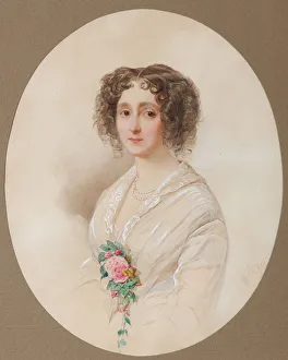 Portrait of Alexandra Mikhaylovna Chelishcheva (1816-1913), 1851. Artist: Hau (Gau), Vladimir Ivanovich (1816-1895) Portrait of Alexandra Mikhaylovna Chelishcheva (1816-1913), 1851. Artist: Hau (Gau), Vladimir Ivanovich (1816-1895)