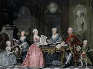 Bust Prints: Portrait of Ambassador P.G. Chernyshev with Family, 1750. Creator: David Luders