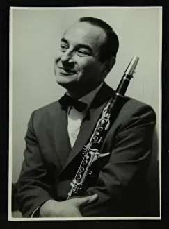 Hucko Prints: Portrait of American clarinetist Peanuts Hucko, 1950s. Artist: Denis Williams